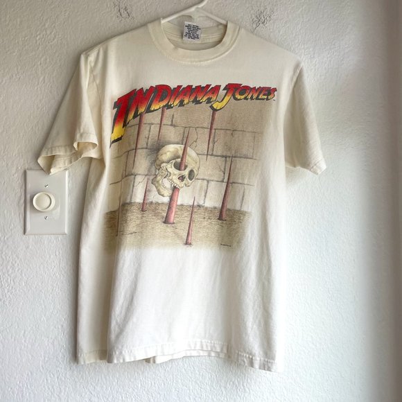 HRLA Tops Vintage Hrla Indiana Jones White Short Sleeve Tee Shirt